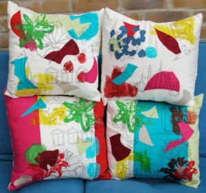 Cushions painted with Acrylics