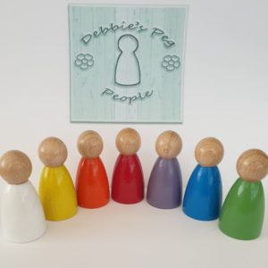 Rainbow Wooden Peg Dolls by Debbie's Peg People
